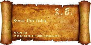 Kocs Boriska névjegykártya